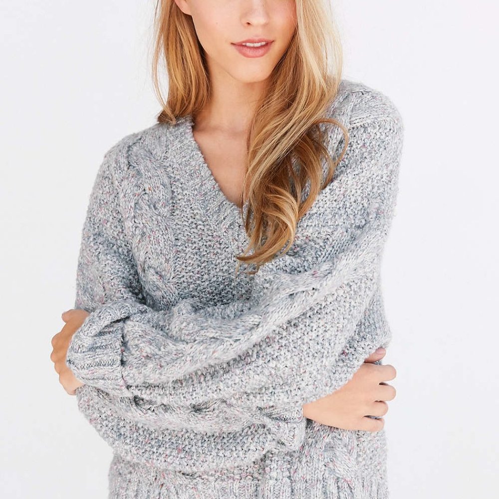 UO Kimchi Blue Cable Knit Chunky Sweater